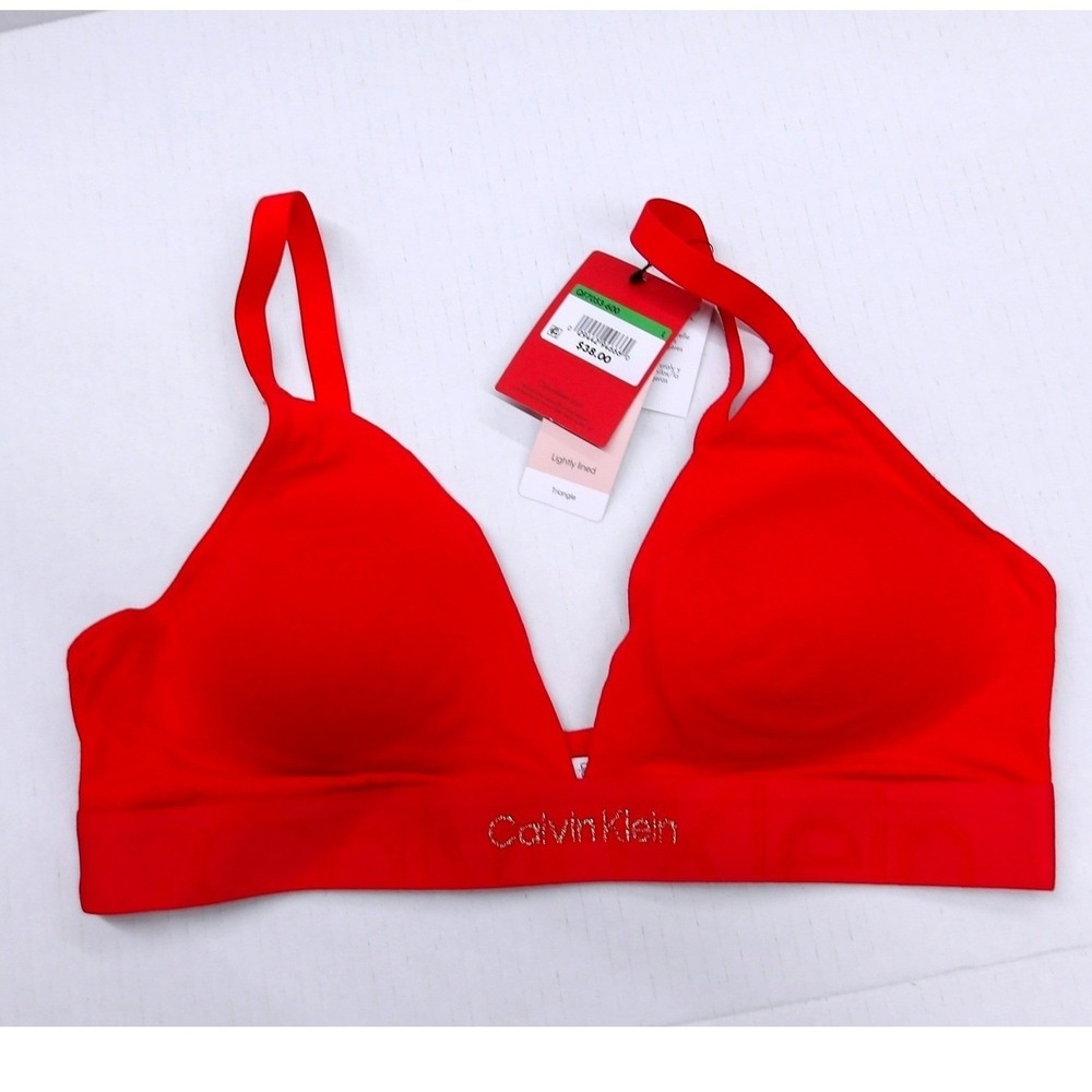Calvin Klein Red Lightly Lined Triangle Bralette Everyday Comfort Small‎ / #7297